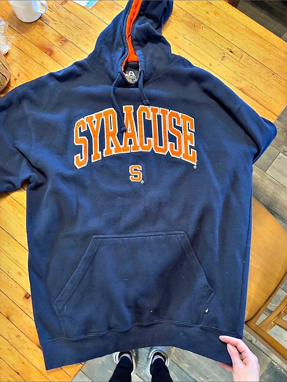 J America Syracuse University Collegiate Hoodie Blue & Orange 2XL